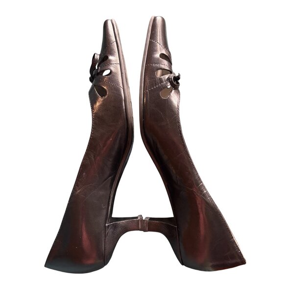 Naturalizer Womens Black Leather Cutout Bow Square Toe Pumps Size 6M - Picture 9 of 12